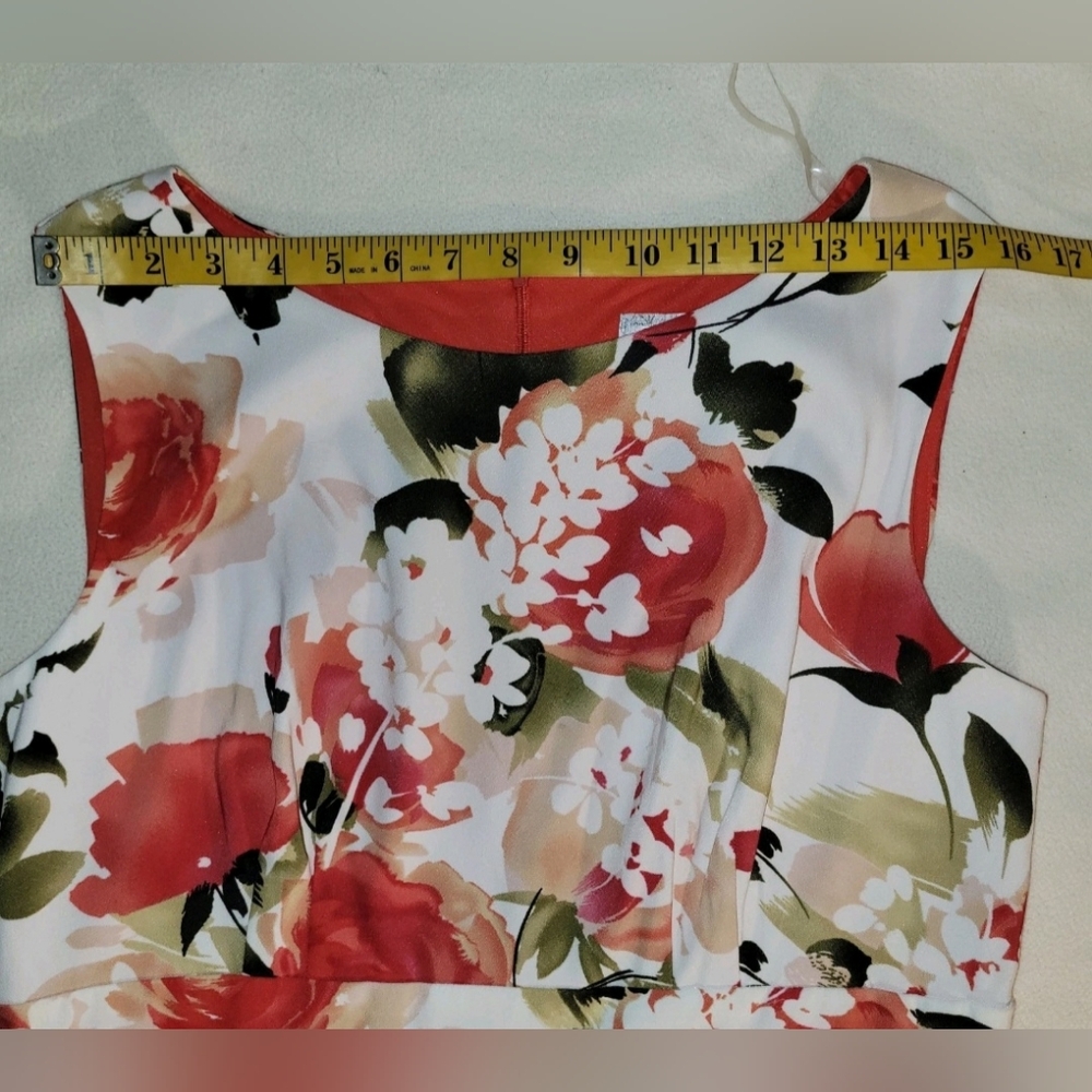 Dressbarn Sleeveless Tiered White Orange Knee Length Sz 14 Petite Women's - Picture 3 of 8